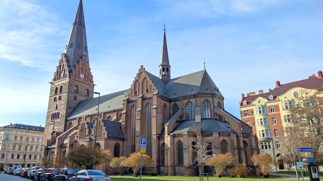 gothic black brick st peter's church in malmo sweden