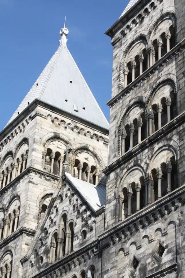 a tower on the romanesque 12th century cathedral in lund sweden