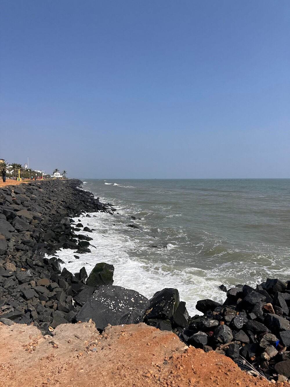 Promenade Beach in Pondicherry, India 
