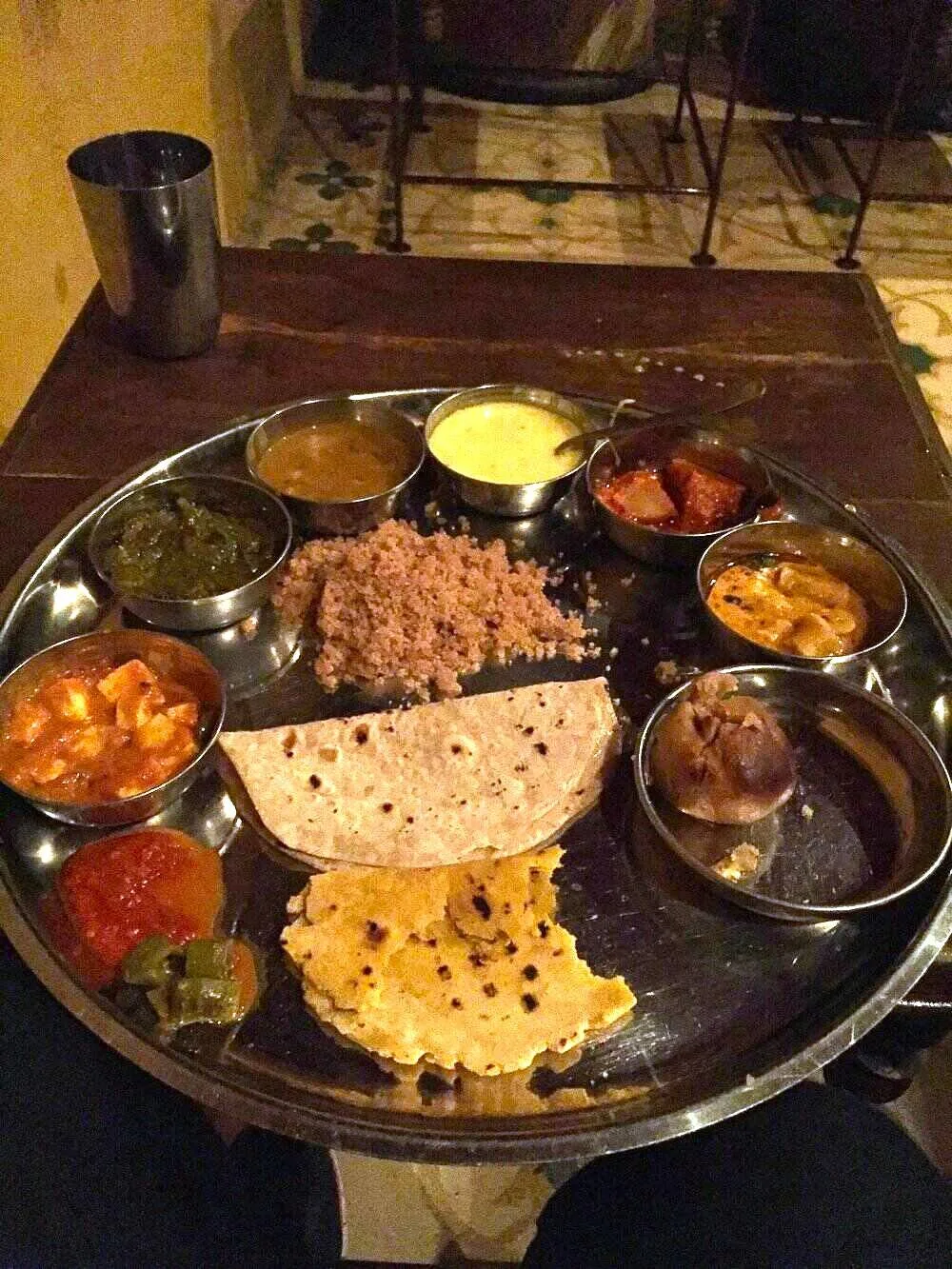 A traditional thali meal at Shri Thaal restaurant in Jaipur, India