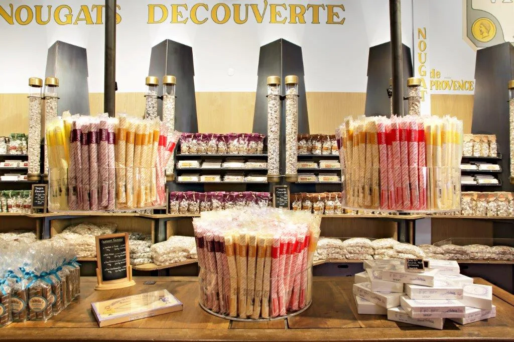 nougat on display at fabrique arnaud souberyan a traditional sweet shop and museum in montelimar in the rhone valley france