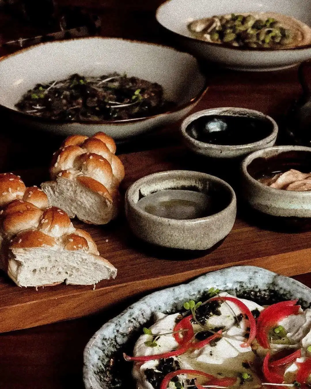 Middle Eastern bread and dips