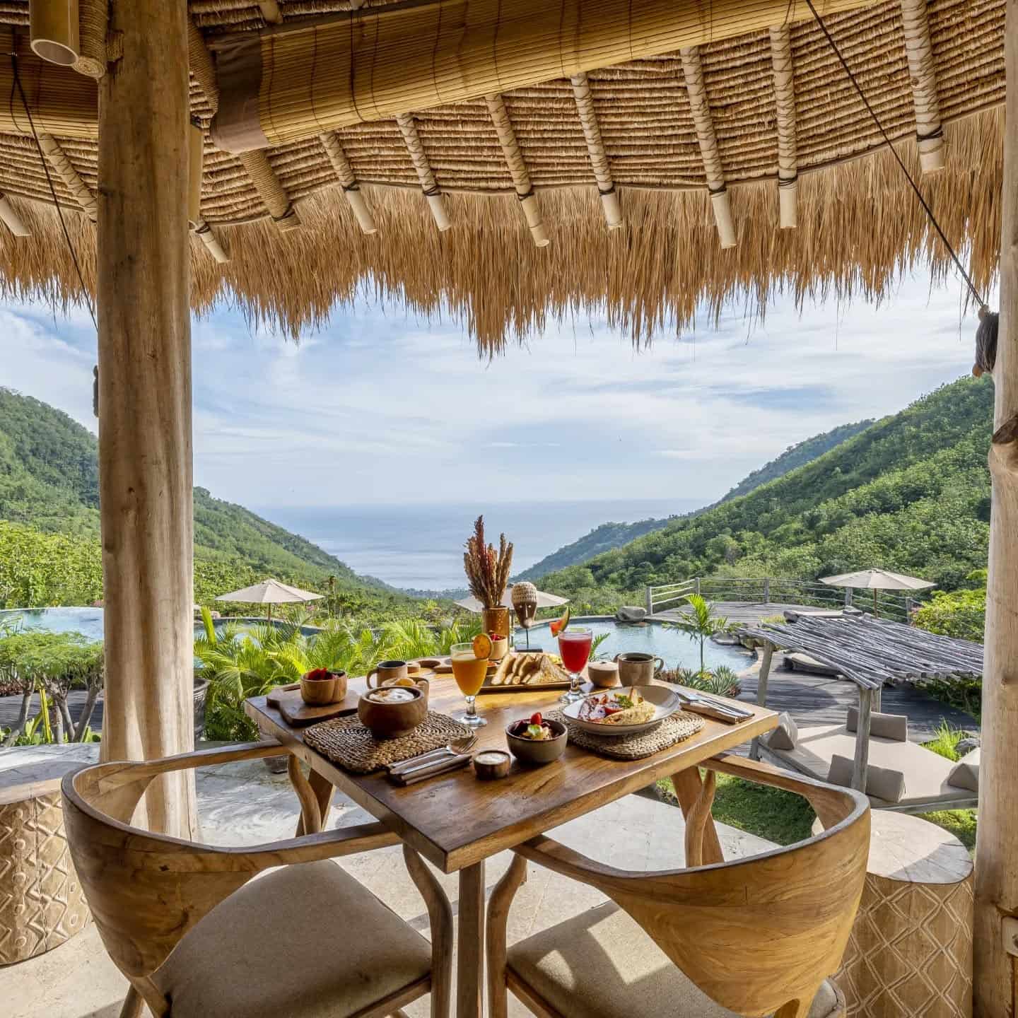 Enjoy direct facing ocean views from this restaurants in Amed Bali at the Mathis Lodge