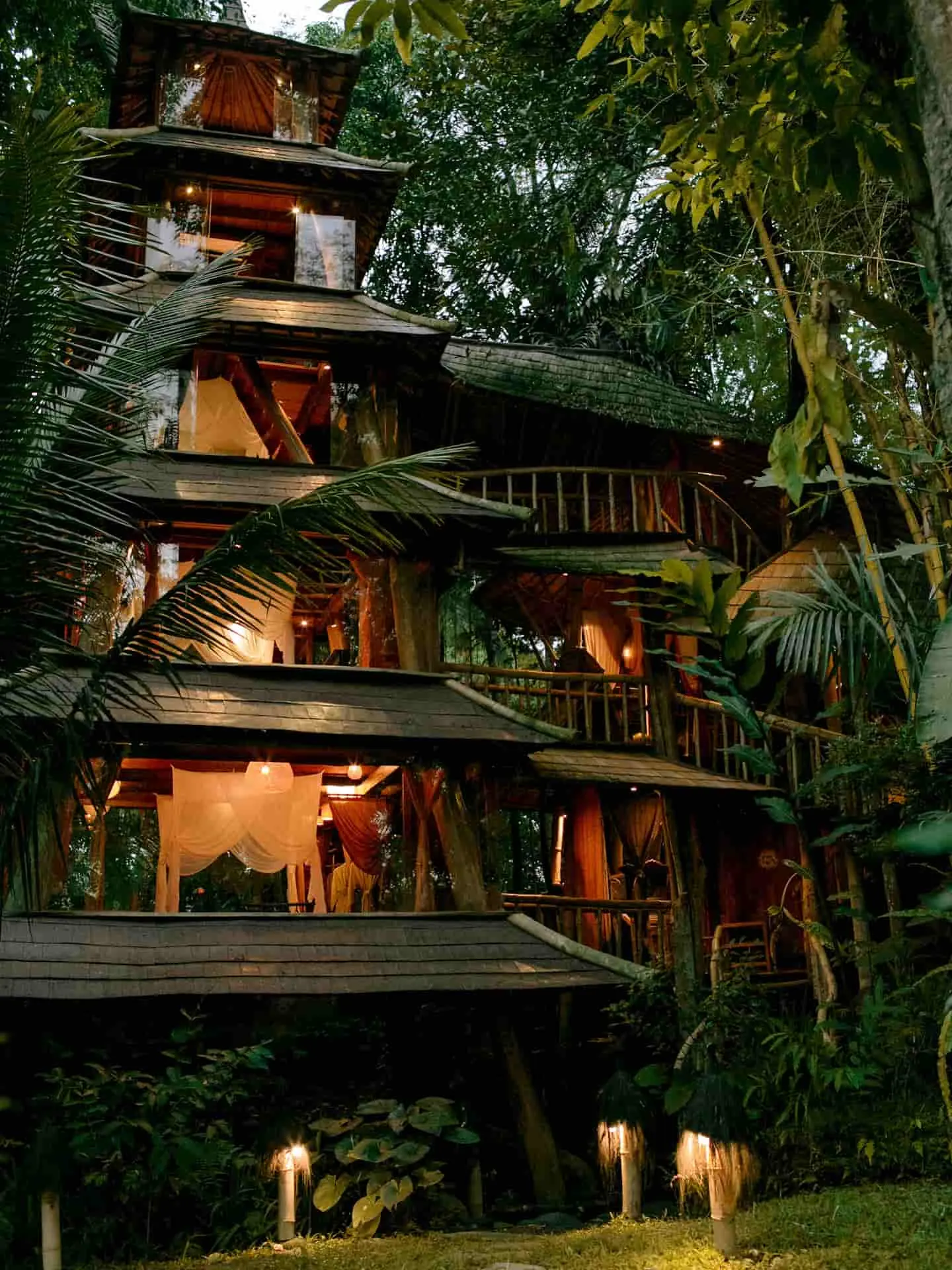 This villa is modeled after a. five-story pagoda