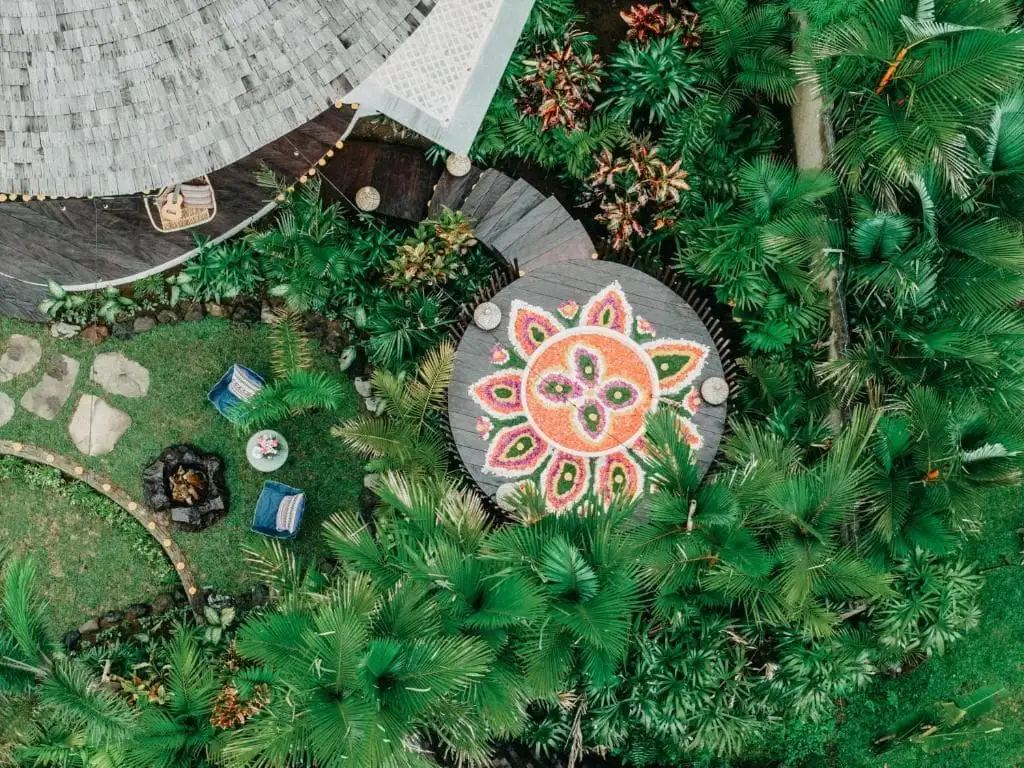 Beautiful flower mandalas in the garden