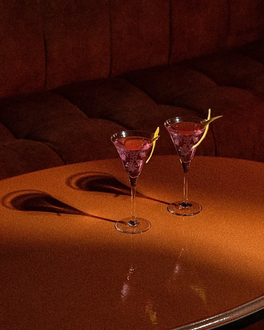 Cocktails in oriental print glasses