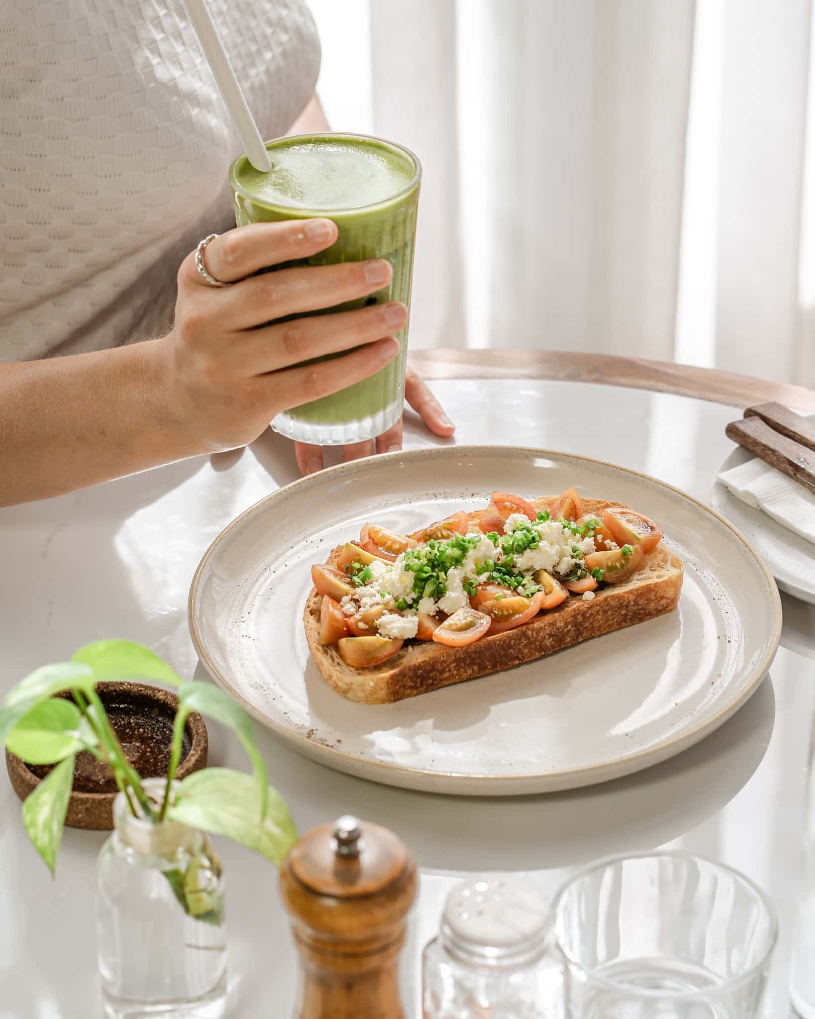 Matcha and vegetarian toast option