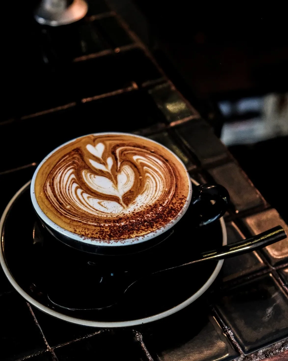 Strong cappuccino with coffee art