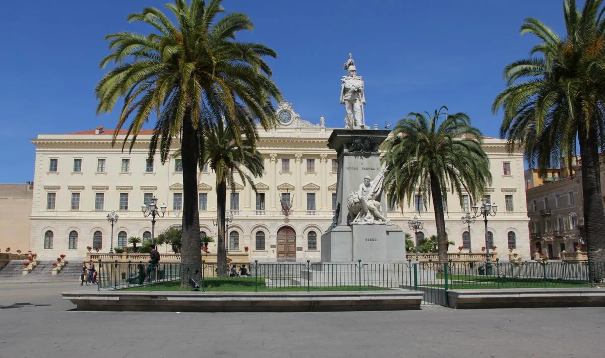 palazzo giordino in piazza d'italia the central square of sassari sardinia italy