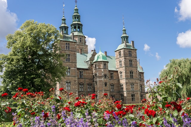 flowers in the gardens of rosenborg caslte copenhagen denmark