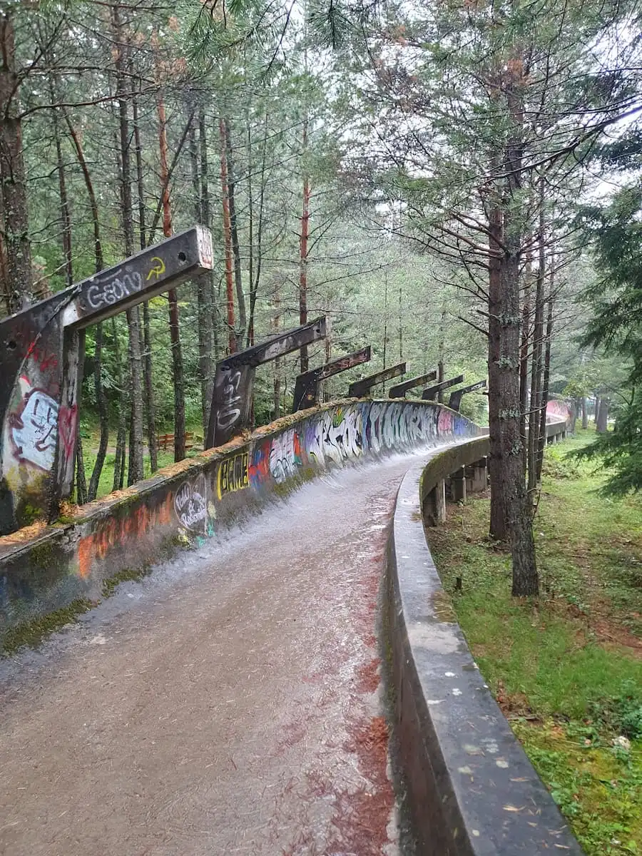 an abandoned bobsleigh track which hosted the 1984 winter olympics in sarajevo bosnia