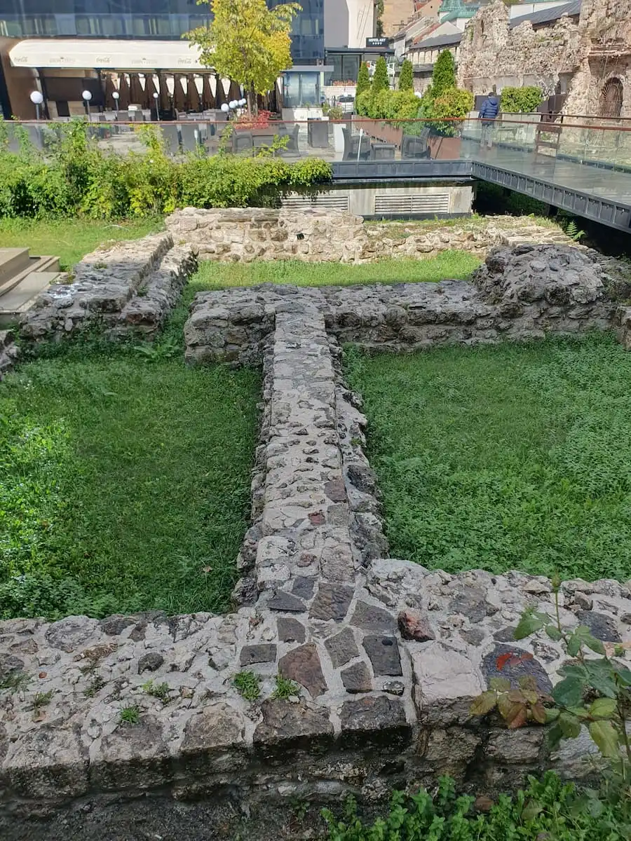 archaeological remains of taslihan a 16th century caravanseria next to hotel europe in sarajevo bosnia