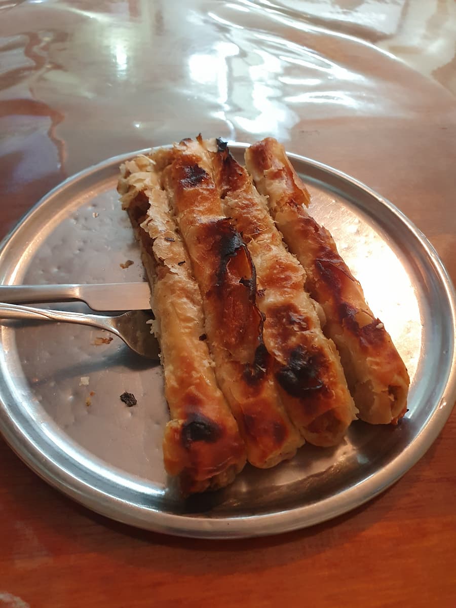 a plate of burek pastry from a cafe in sarajevo old town bosnia
