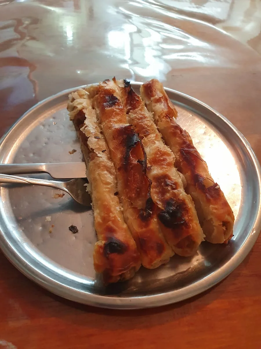 a plate of burek pastry from a cafe in sarajevo old town bosnia
