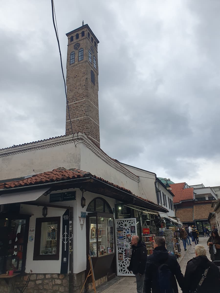 a cobbled street in bascarsija the old town of sarajevo bosnia