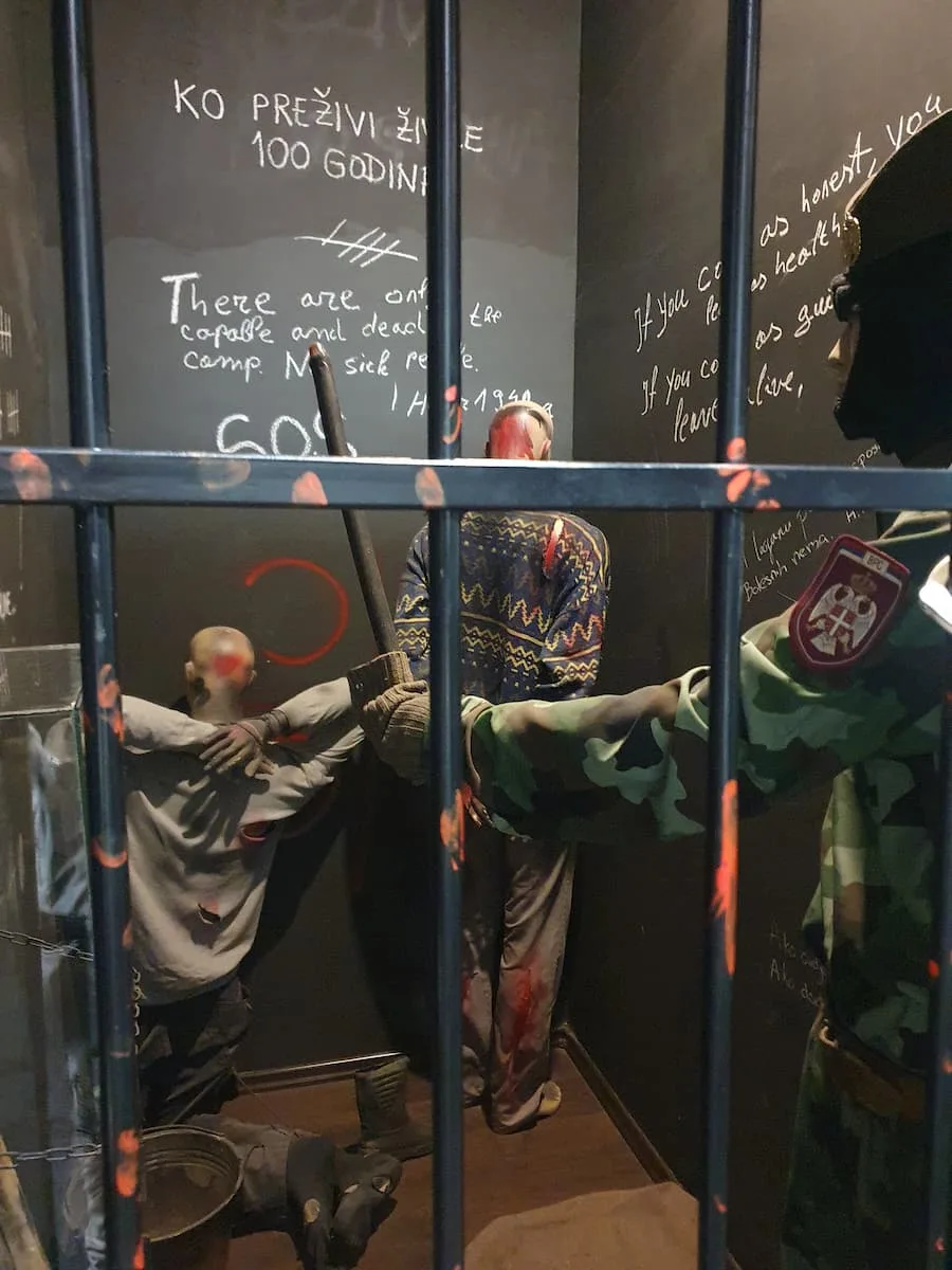 a display on the bosnian war at the museum of crimes against humanity in sarajevo bosnia