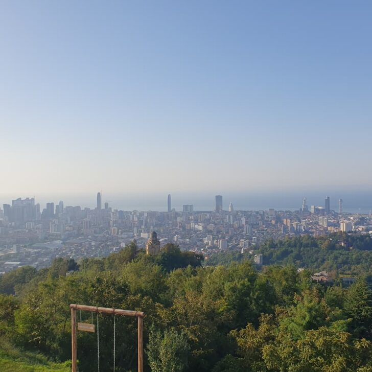 view of the batumi skyline with the black sea in the background from argo mountain in batumi georgia