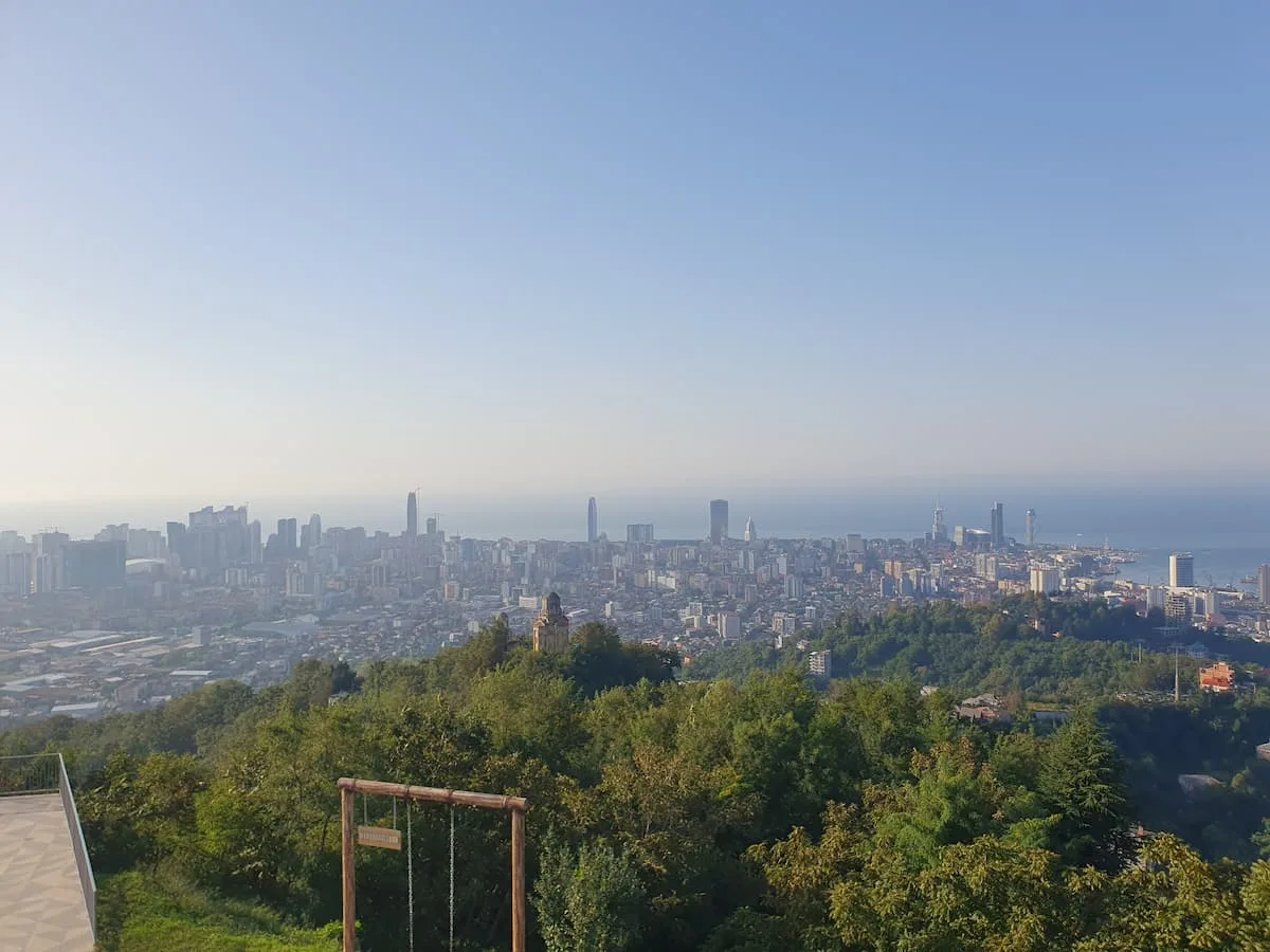 view of the batumi skyline with the black sea in the background from argo mountain in batumi georgia