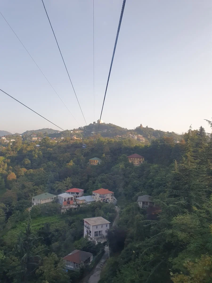 houses and trees viewed from the argo cable car in batumi adjara georgia