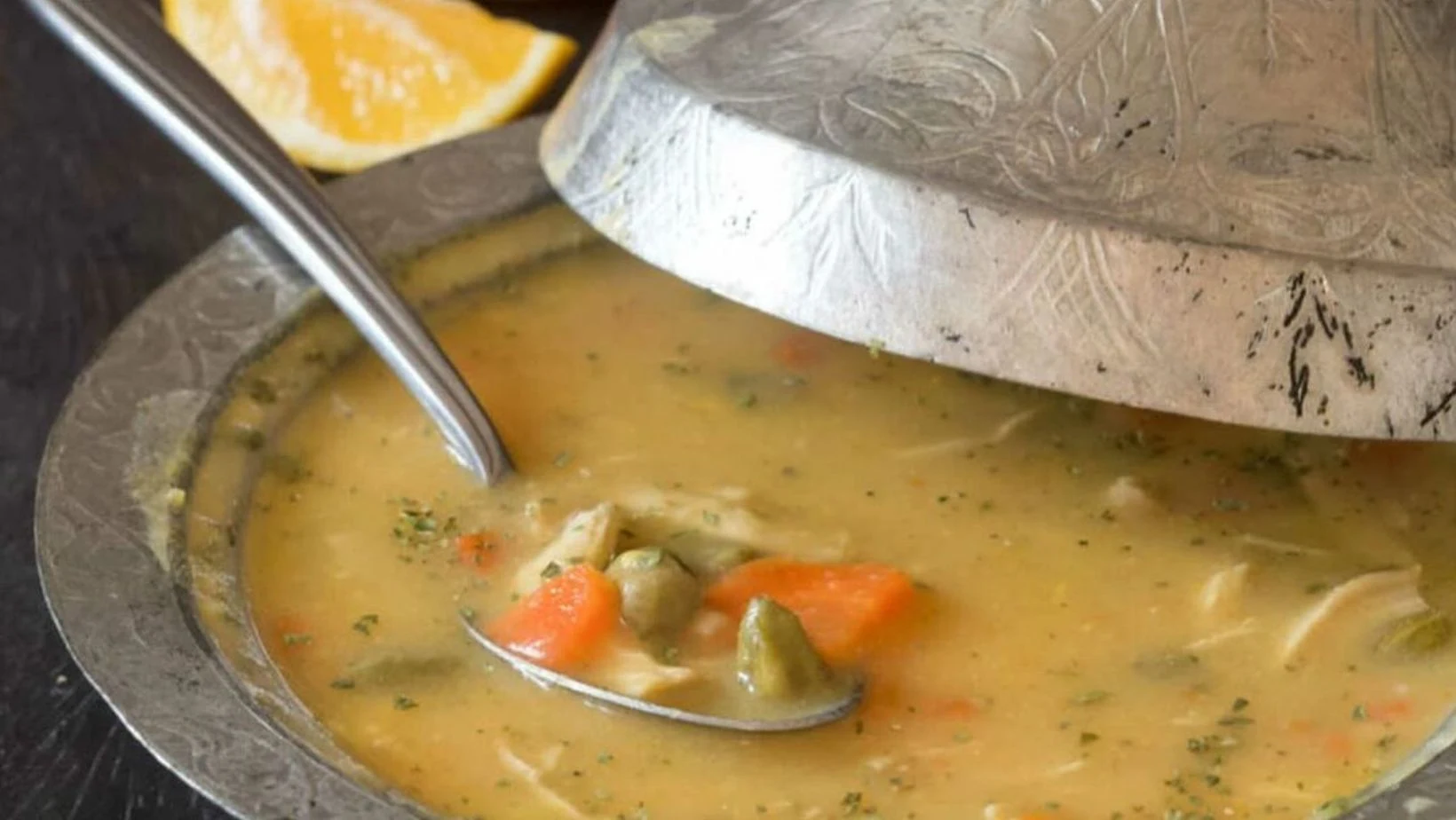 begova corba is a traditional bosnian food of chicken and root vegetable soup with okra