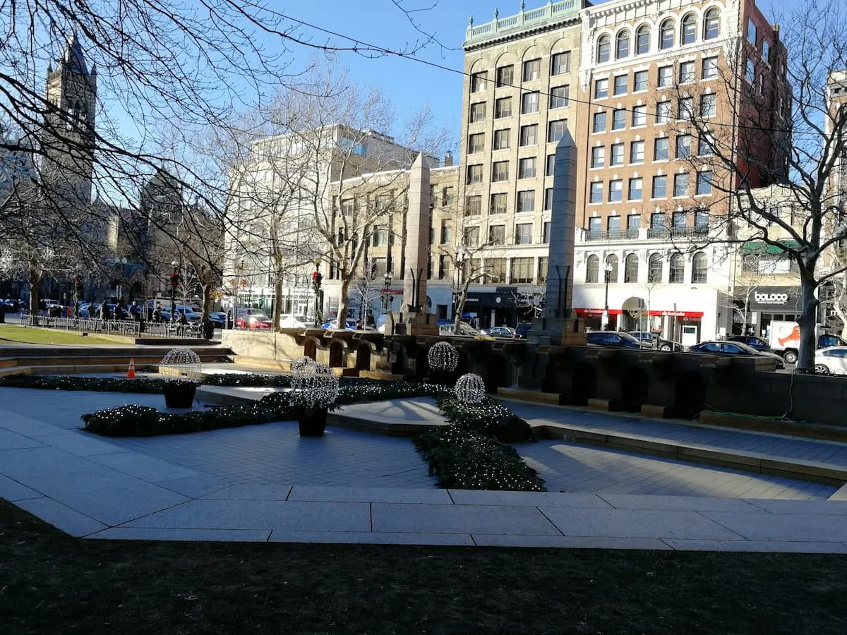 a fountain in copley square back bay one of the best areas to stay in boston massachusetts usa