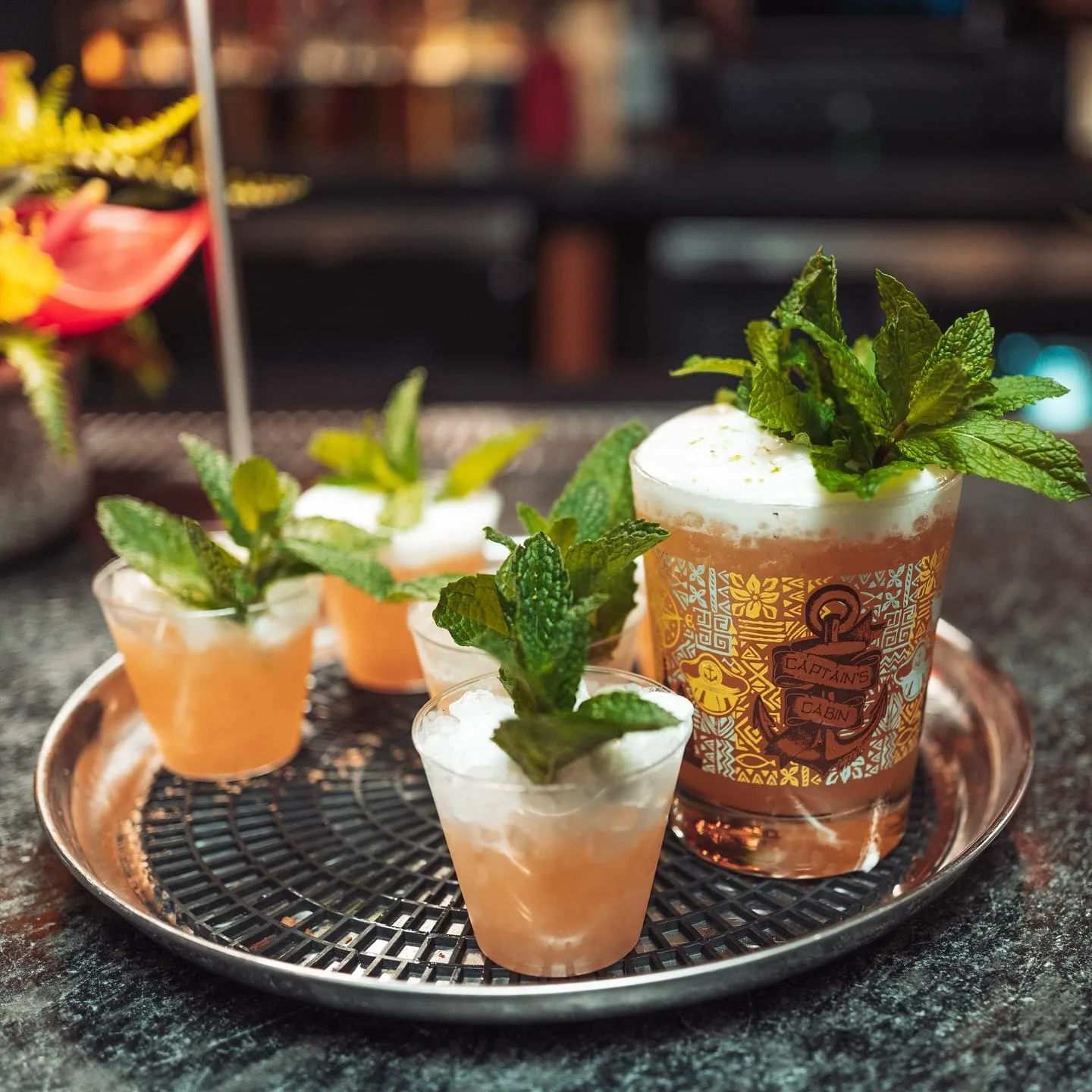 drinks on a tray at wusong road a tiki bar in cambridge boston massachusetts usa