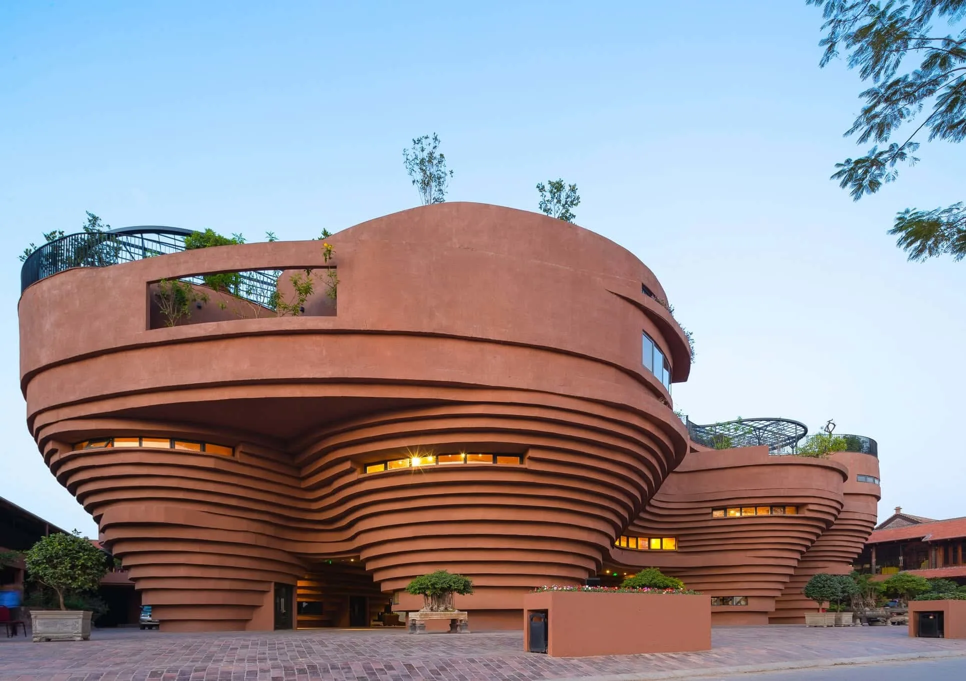 Ba Trang Pottery Museum facade with its terra cotta clay like appearance