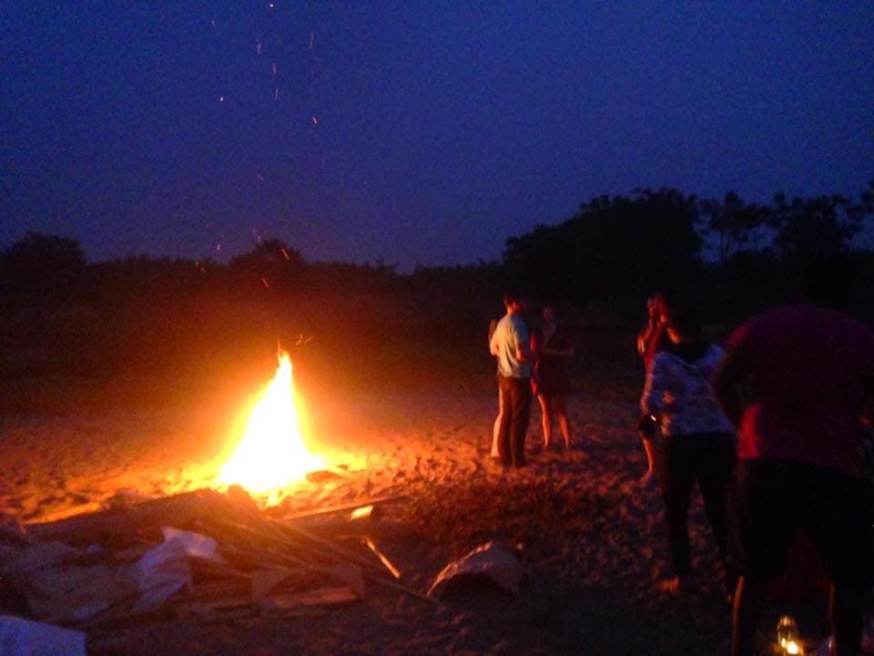 Bonfire at night in the banana plantations