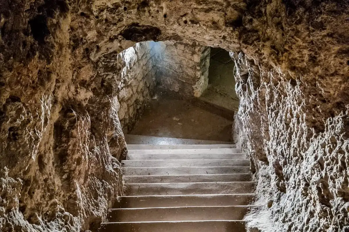 stairs in the labyrinth caves in castle hill budapest hungary
