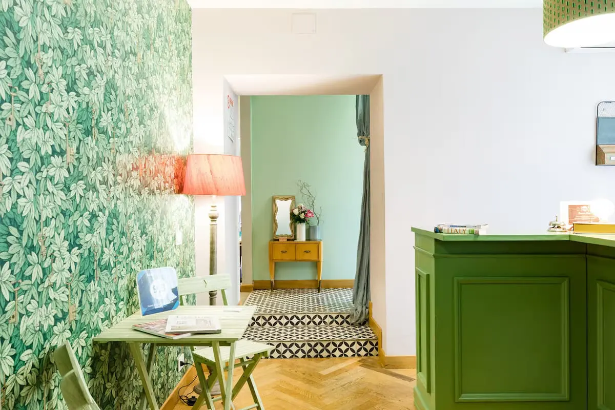 Studio rooms interiors with separate room and living space