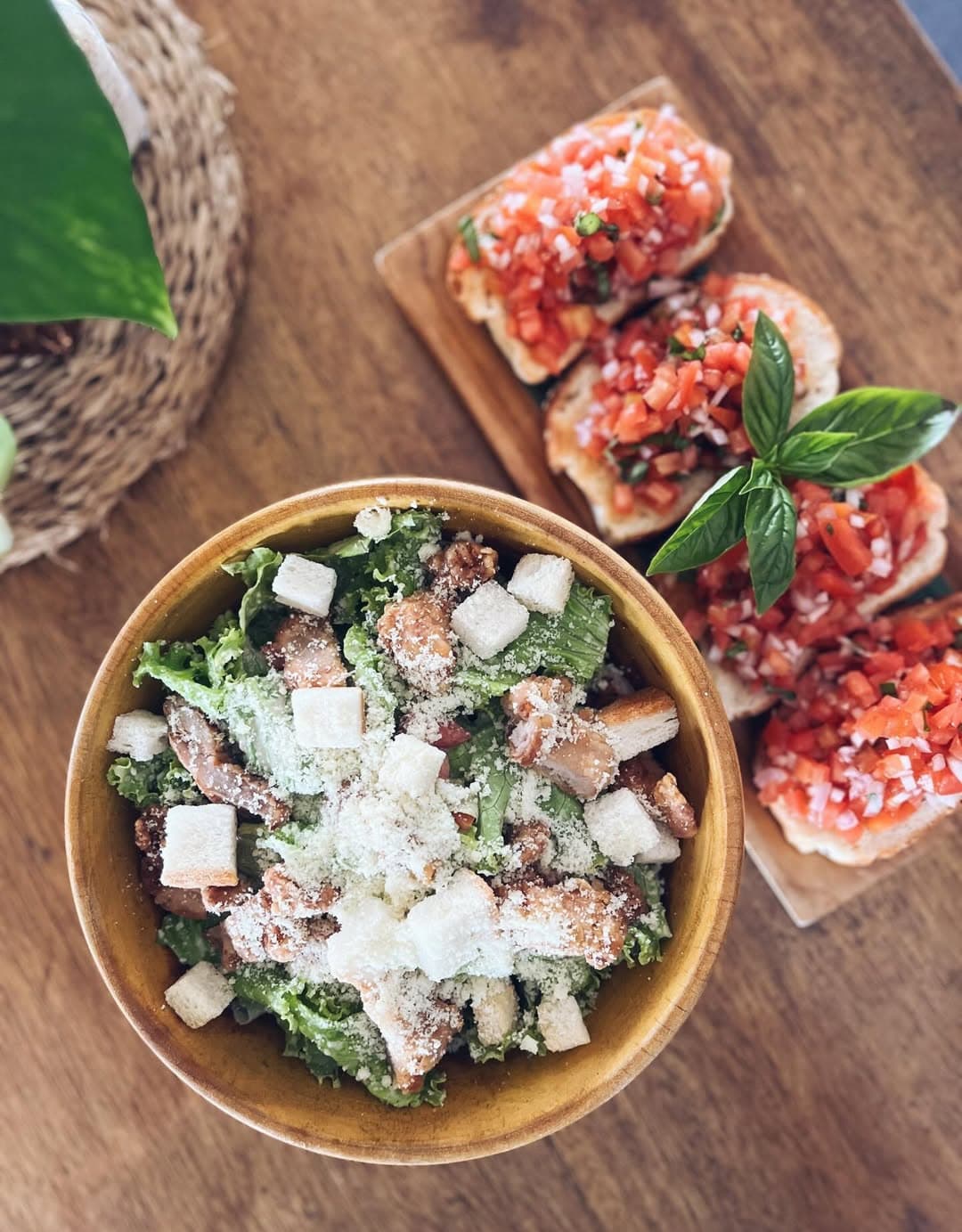 Caesar salad with homemade dressing and chicken option
