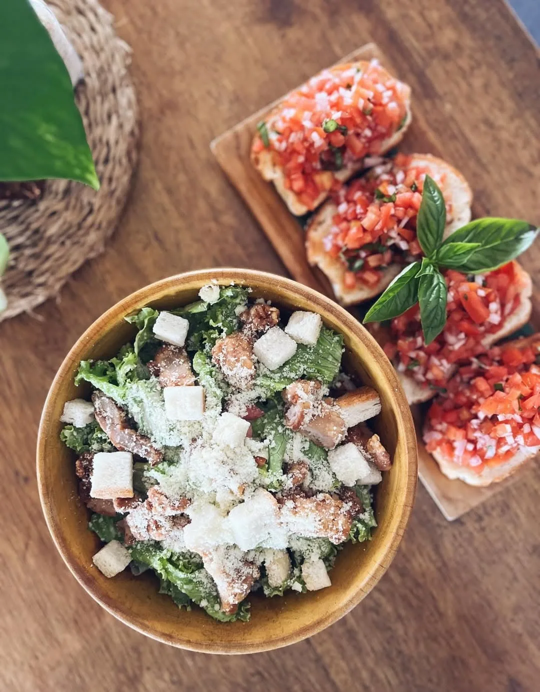 Caesar salad with homemade dressing and chicken option