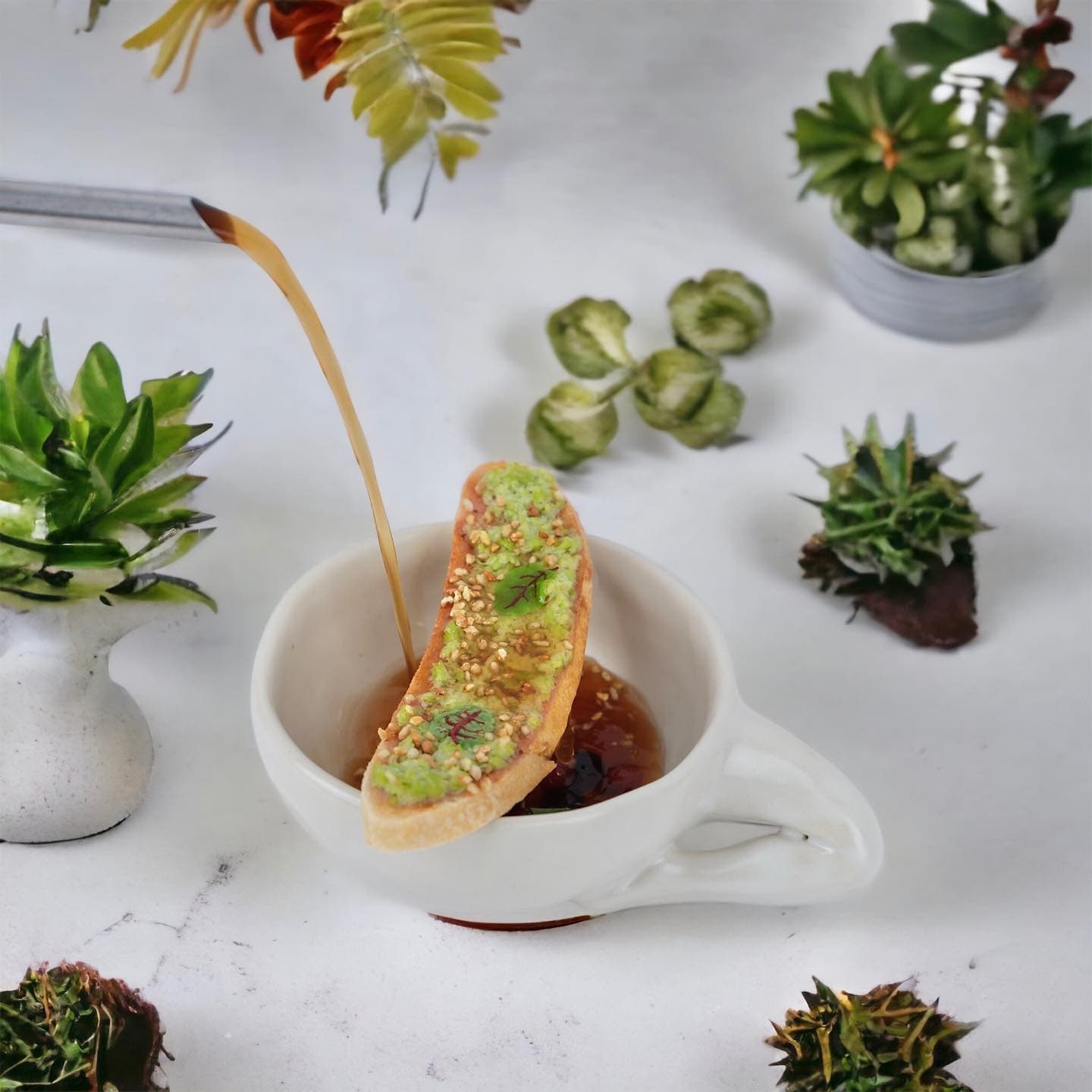 One of the omakase meals, inspired by classic kaya toast and koppi kofi