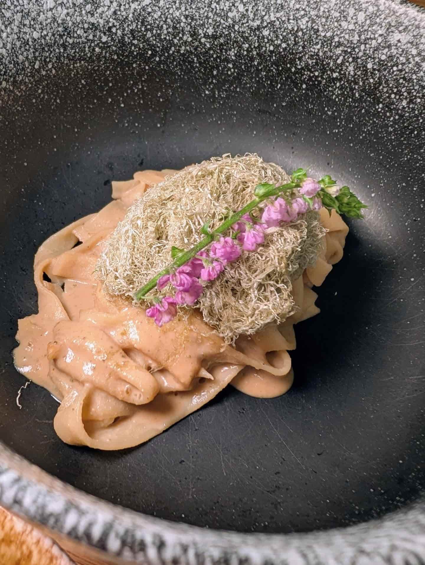 Miso carbonara with handmade tagliatelle