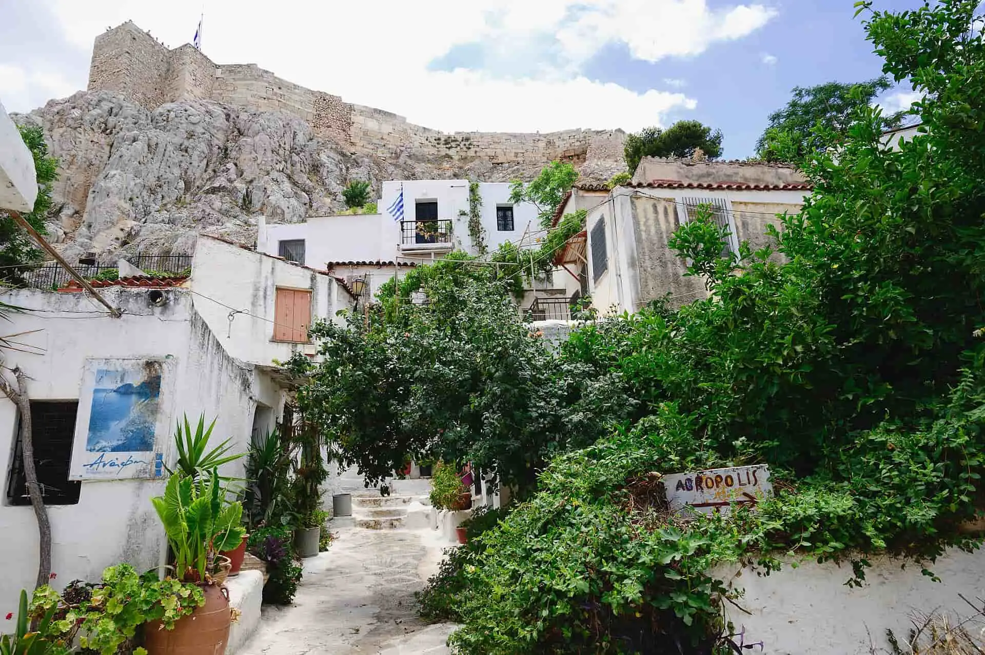 The traditional homes rolling down the mountain beneath the Acropolis