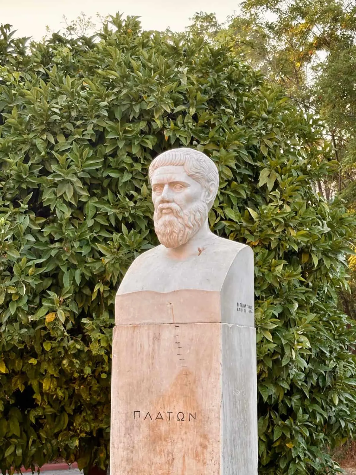A statue of Plato in the park
