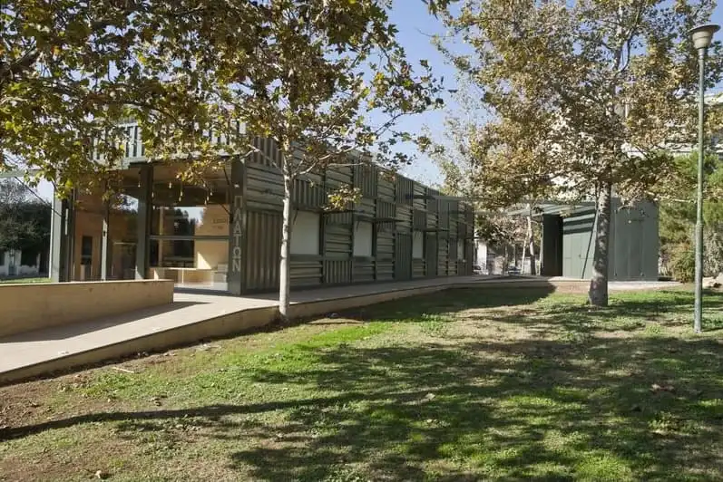The exterior of the Plato&rsquo;s Academy Digital Museum inside Plato's Academy park