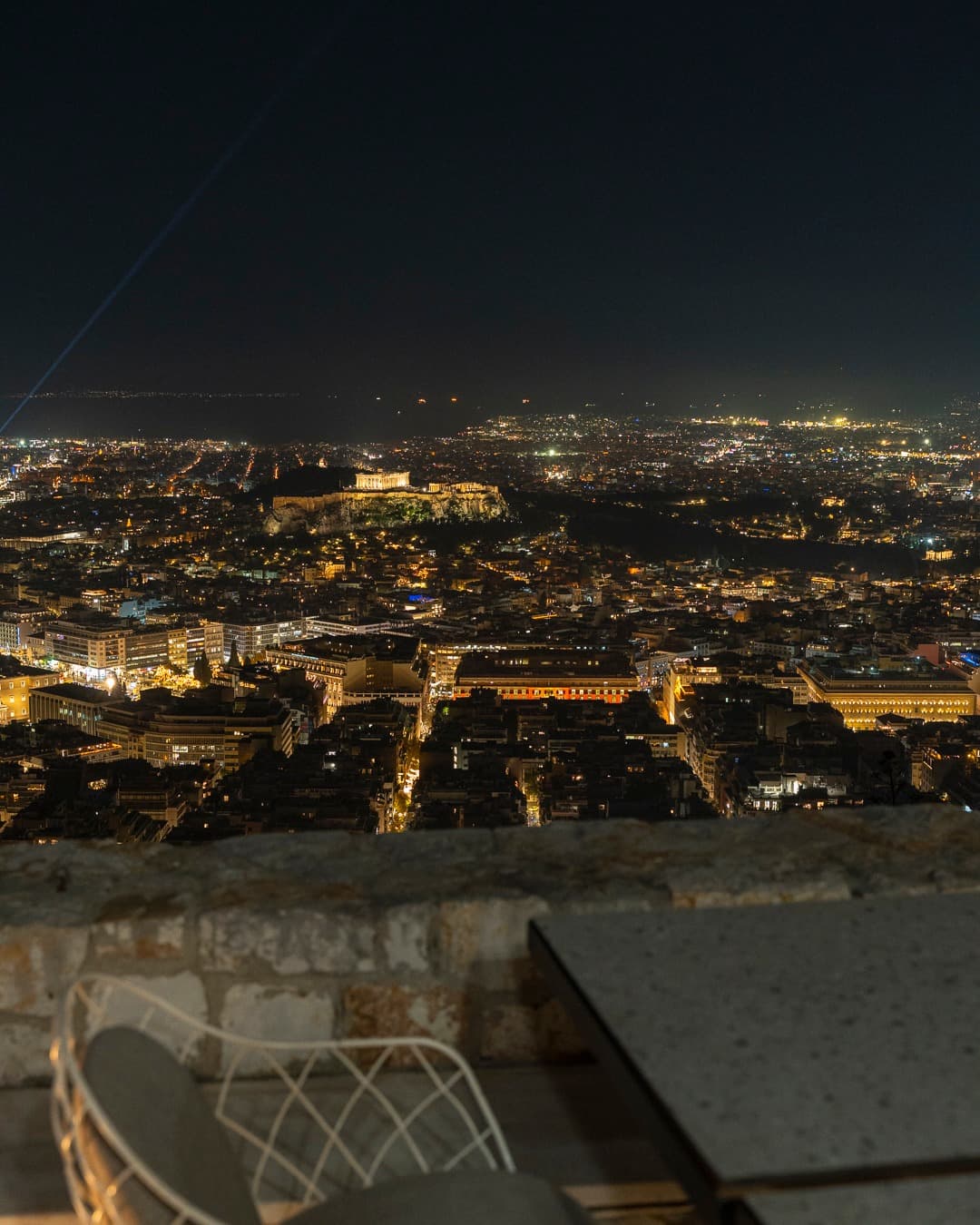 The city of Athens sparkling below