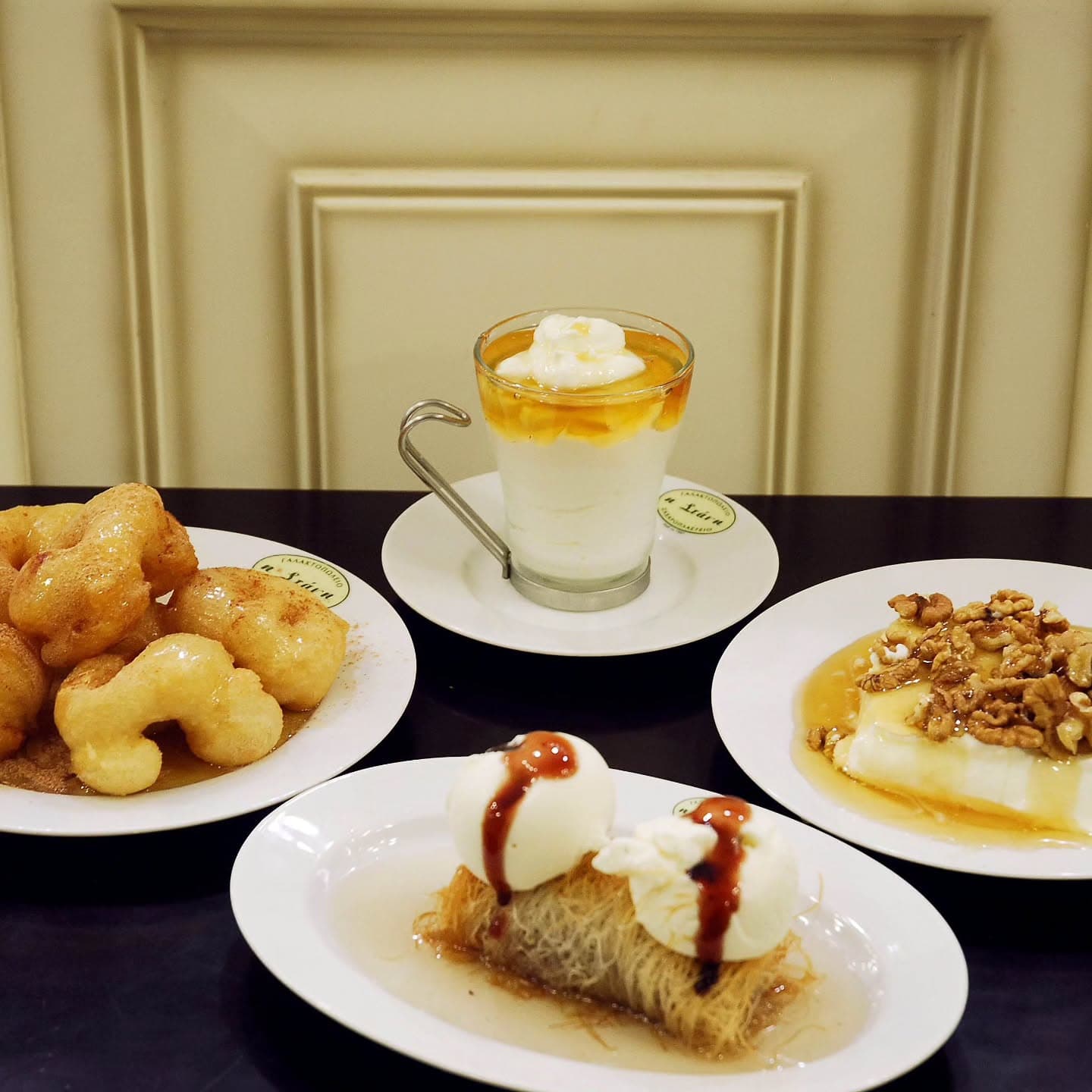 Sheep milk's dessert and Greek pastry including the phylo roll