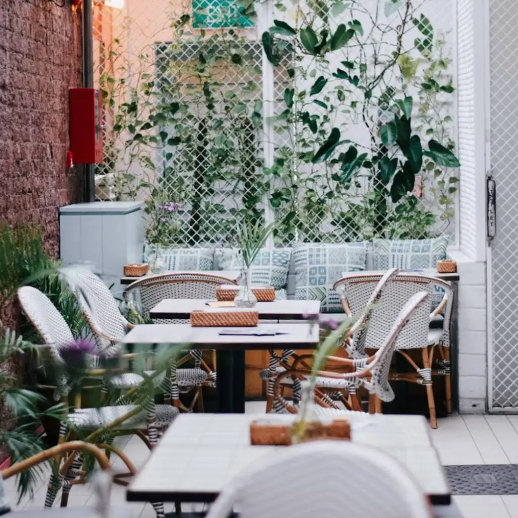 Glasshouse patio area