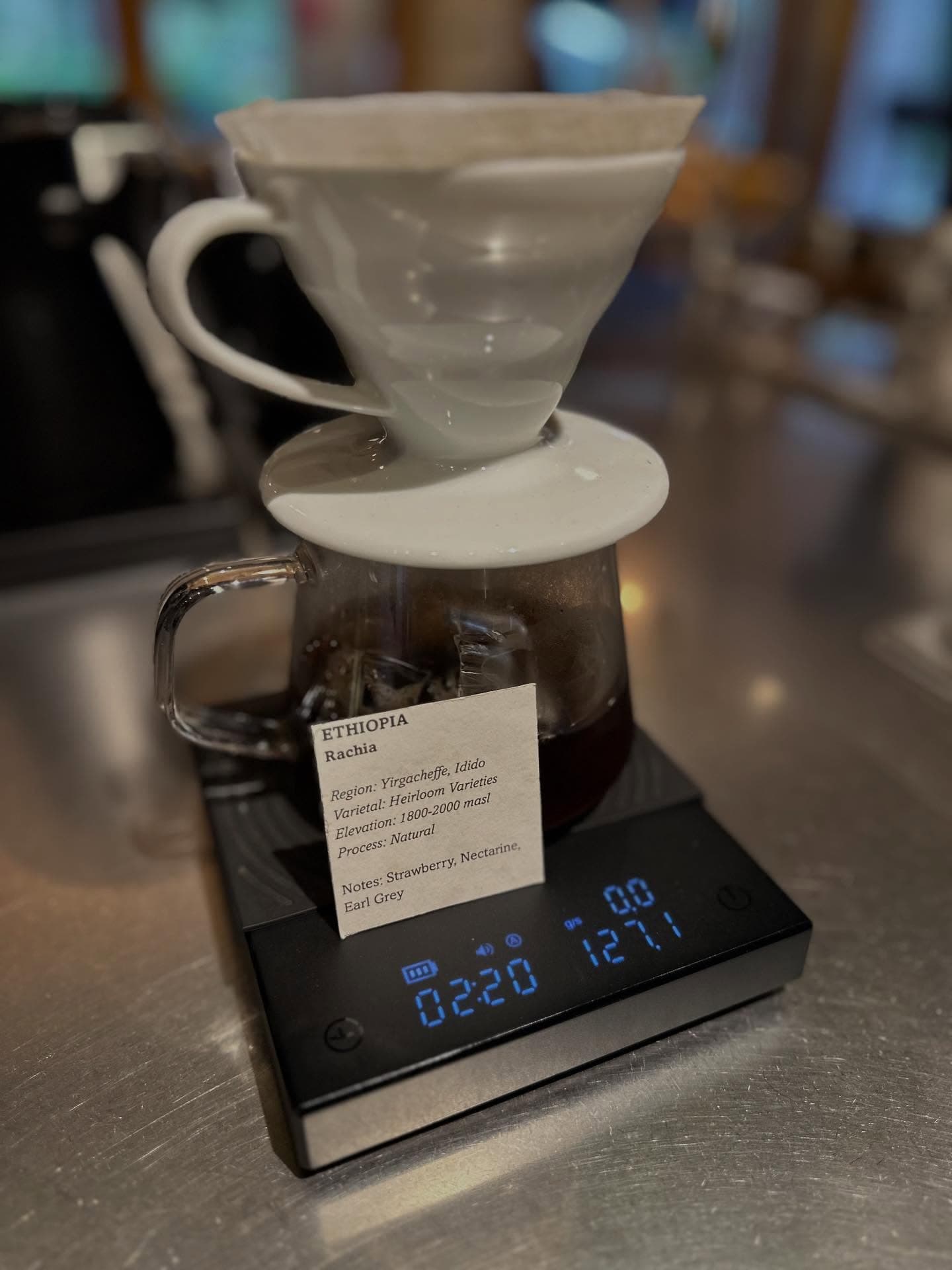 Ethiopia Rachia coffee brewing