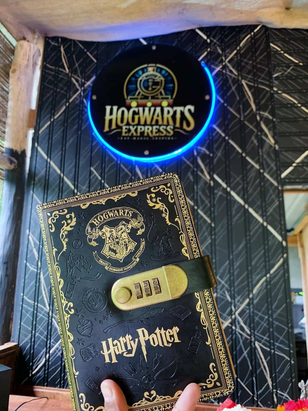 Menu themed as a harry potter diary