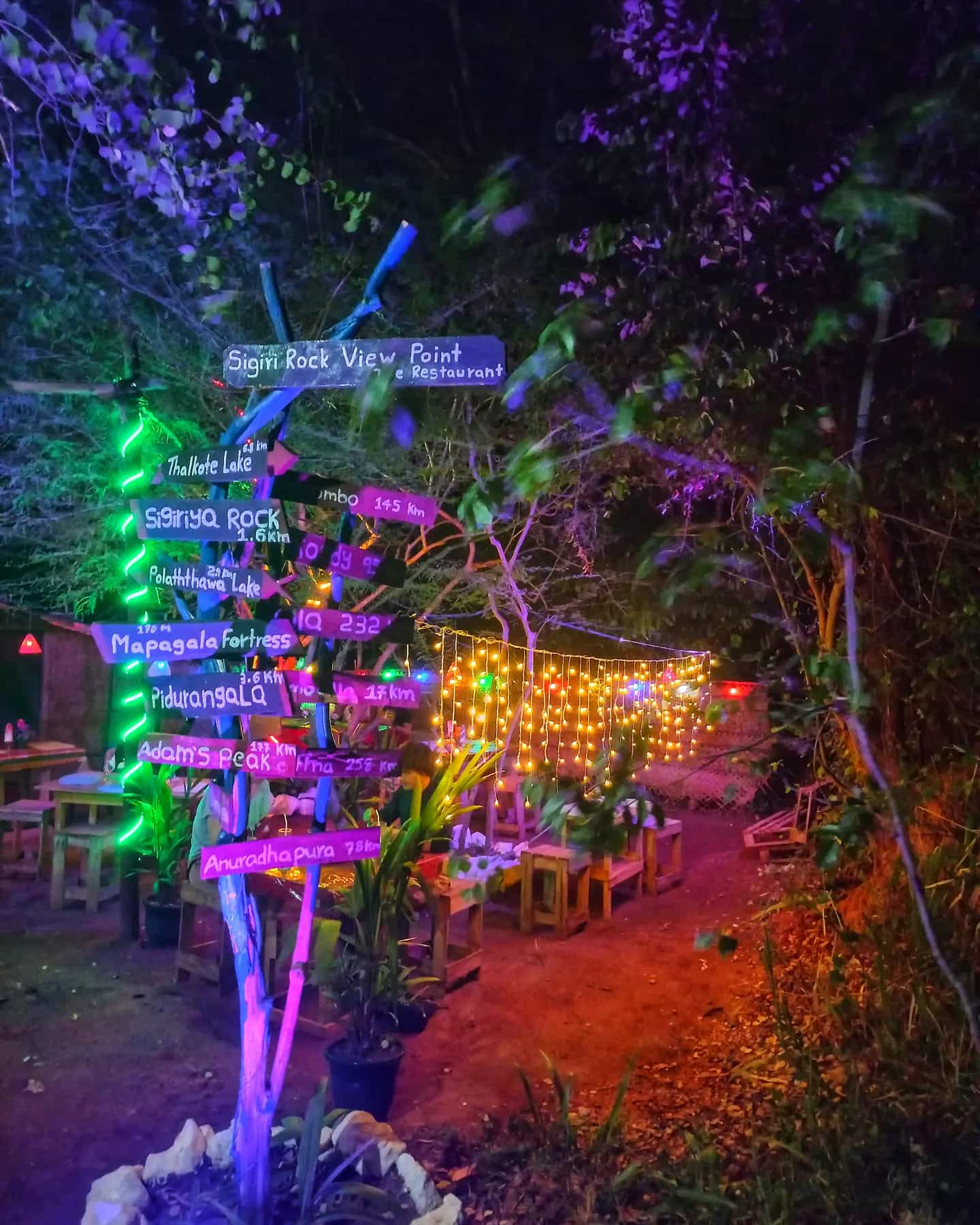 Sigiriya Rock View lit up at night