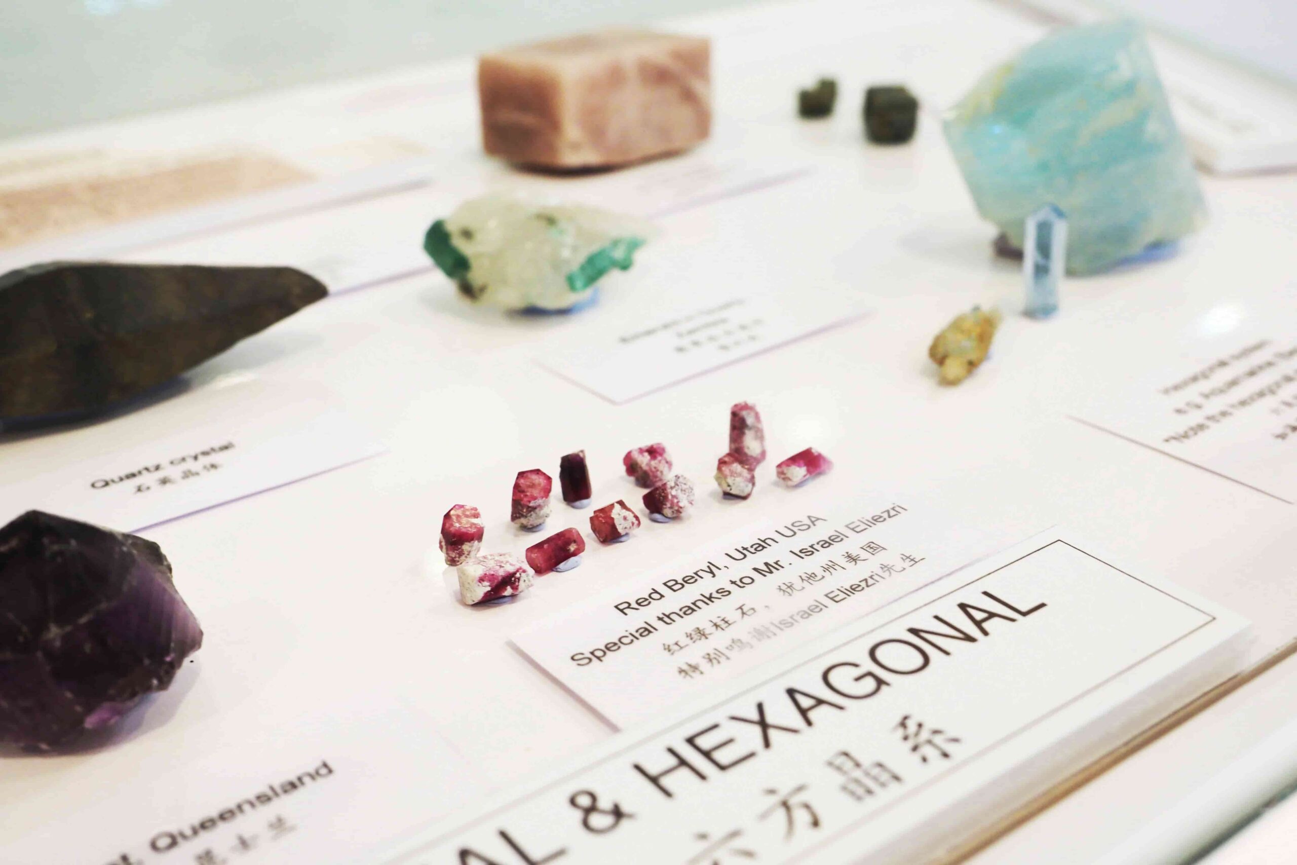 Hexagonal-shaped precious stones and crystals