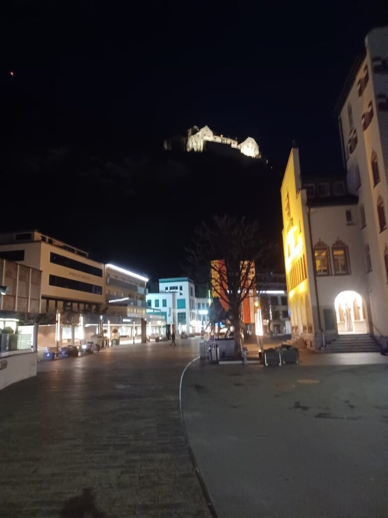vaduz castle lichtenstein at night viewed from stadtle vaduz