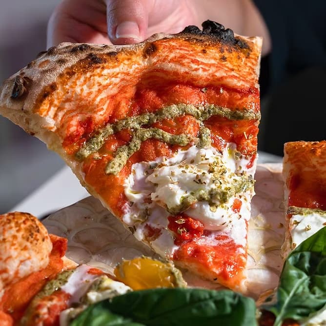 Slice of Naples style pizza