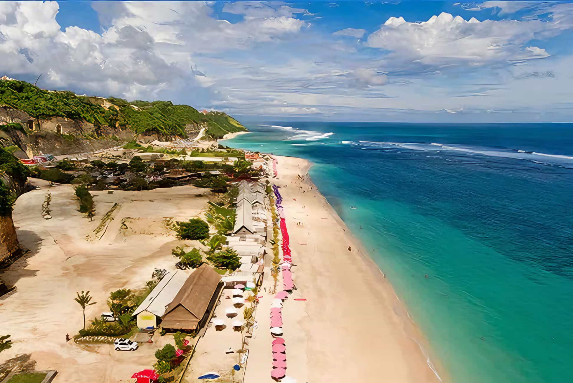 An aerial view of Pandawa Beach part of Bali best swimming beaches