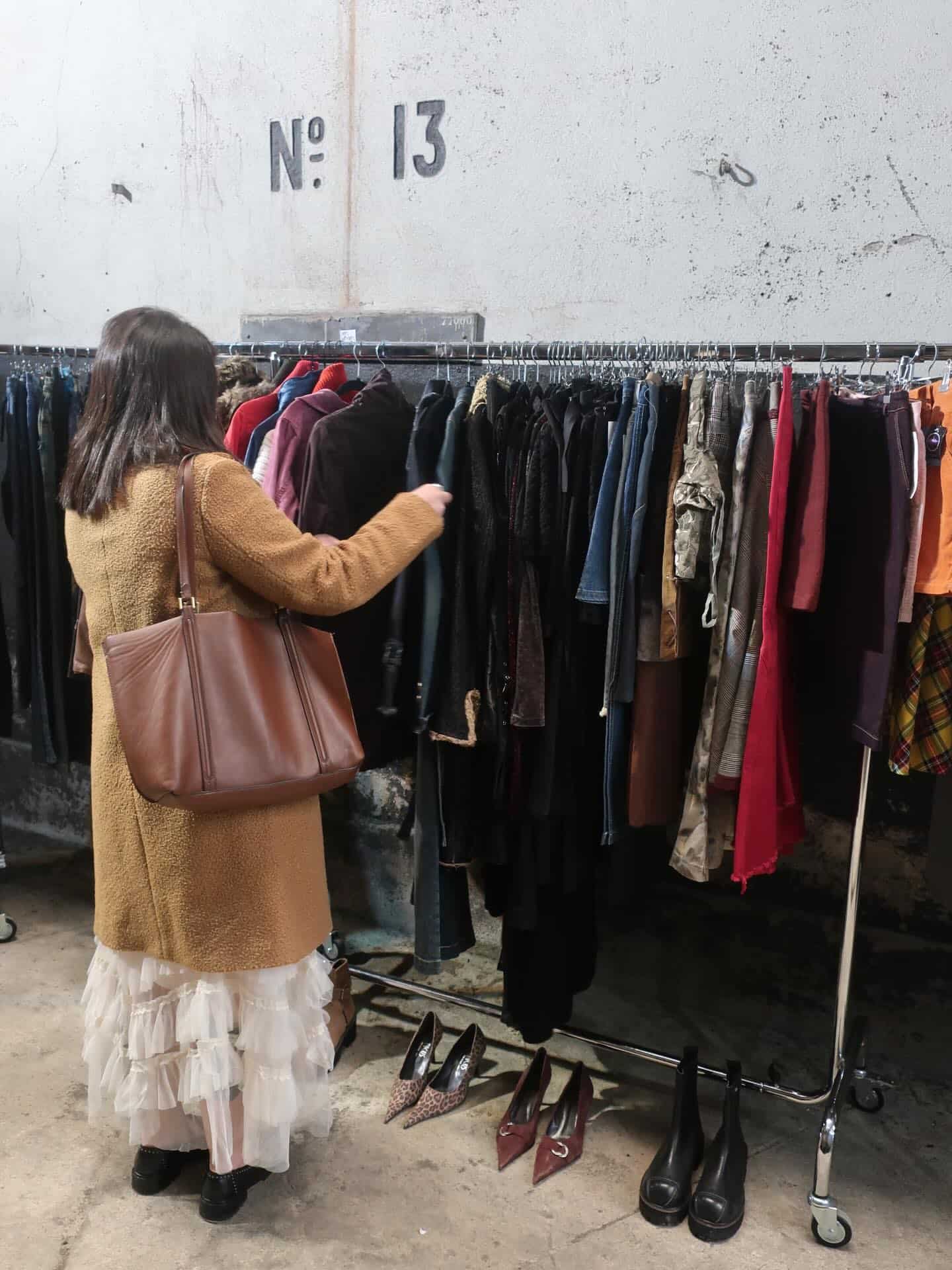 Vintage clothing rails at the market