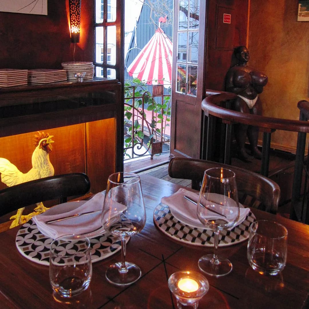 View of the circus tent from the restaurant
