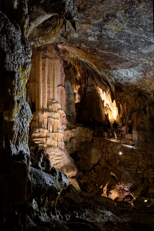 stalactites in the limestone postojna cave system in slovenia